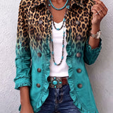 Elspeth | Blazer con Volant e Stampa Leopardo Sfumata