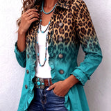 Elspeth | Blazer con Volant e Stampa Leopardo Sfumata