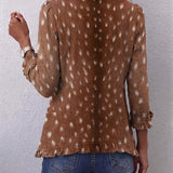 Nolinda | Giacca Boho con Volant e Stampa Animalier