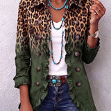 Elspeth | Blazer con Volant e Stampa Leopardo Sfumata