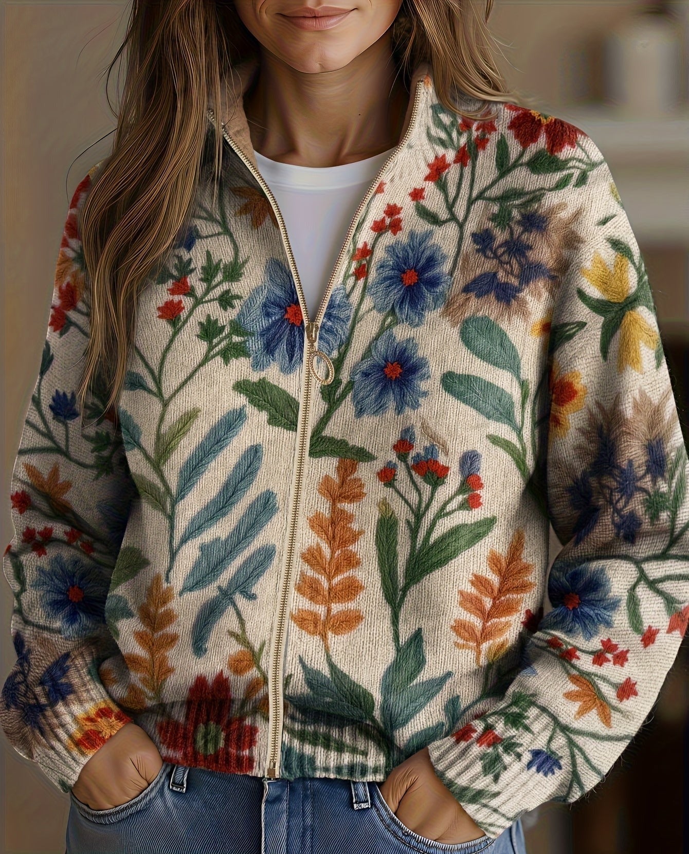 Tabitha™ | Giardino Botanico Zip Cardigan Floreale A minha loja
