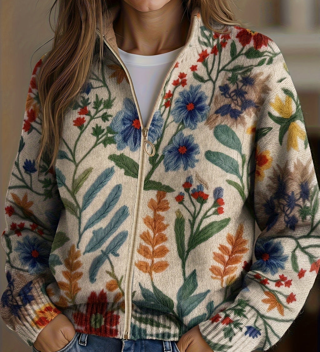 Clementine | Cardigan Donna Botanico Floreale con Zip