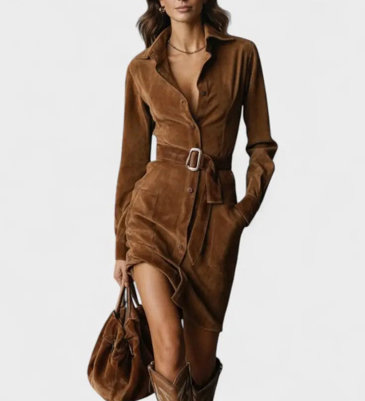 Veronika™ | Abito midi in suede A minha loja