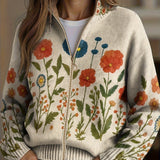 Ginepro | Cardigan Donna con Zip e Fiori Selvatici